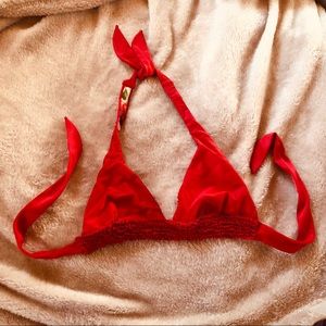 Red triangle bikini top